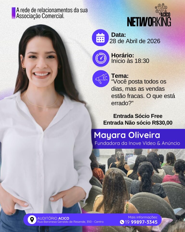 ACICO promove edição do Networking com palestra sobre vendas, anúncios e inteligência artificial